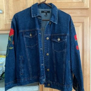 Forever 21 oversized embroidered denim jacket